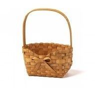 Wood chip woven basket, oval, with a bow, 16.5&times;12&times;27 cm - 27012021