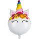 Balon foliowy głowa jednorożca, biały z kolorowymi zdobieniami, 87&times;54 cm - 332236