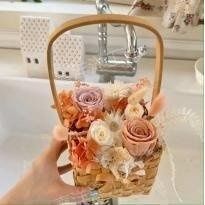 Wood chip woven basket, square, with a bow, 14&times;26 cm - 27012022