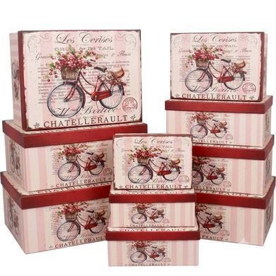 Vintage Provence bicycle with flowers gift boxes, set of 10 pcs, 11102948