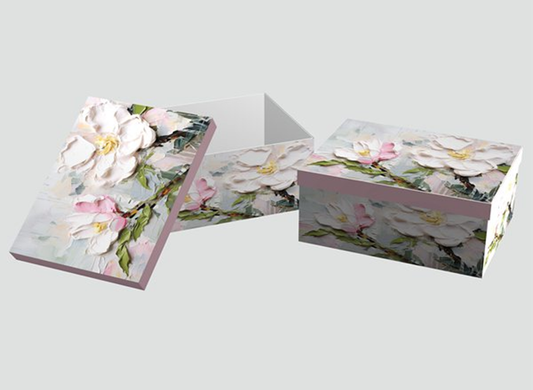 Floral oil painting magnolia gift boxes, set of 10 pcs, 11102952