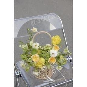 Imitation rattan woven basket, round, beige, 14&times;32 cm - 27011875