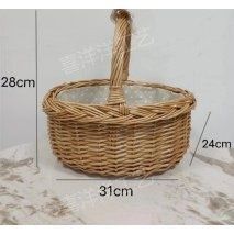 Willow woven basket, oval, with lace trim, 31&times;24&times;28 cm - 27012026