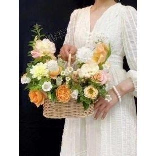 Imitation rattan woven basket, oval, beige, 21&times;12&times;25 cm - 27011876