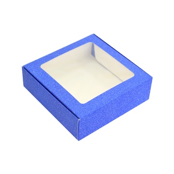 Подарункова коробка з віконцем синя 61259M
