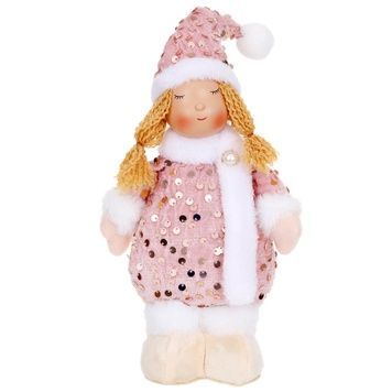 Świąteczna maskotka bałwanek w czerwonej dzianinowej czapce i szaliku, 24&times;38 cm - 202403