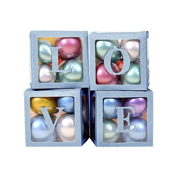 Набор блестящих коробок для воздушных шаров голубых love 4 шт 26807