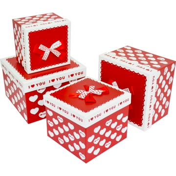 Набор подарочных квадратных коробок с бантом 4шт 11045118