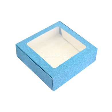Подарункова коробка з віконцем блакитна 61297M