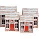 Set of Christmas house-shaped gift boxes, beige brick with snowy roofs, 4 pcs - 51042390