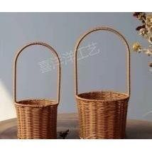 Imitation rattan woven basket, set of 2, round, 15&times;13 cm - 27011884
