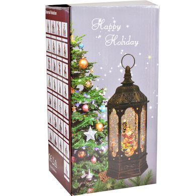Hexagonal lantern lamp, bronze, with Santa