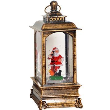 Rectangular lantern lamp, white, with a snowman