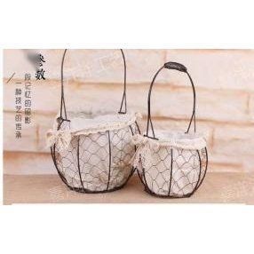 Metal woven basket, set of 2, round - 27011988