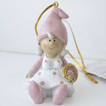Декоративна підвісна фігурка Гномики 8 см рожевий з білим 823083