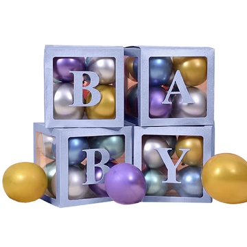 Набор блестящих коробок для воздушных шаров голубых baby 4 шт 26814