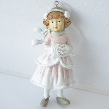 Декоративна підвісна фігурка Дівчинка з муфтою 12 см рожевий 707872
