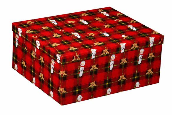 Set of rectangular Christmas gift boxes, red tartan with candy canes, 10 pcs - 11107800
