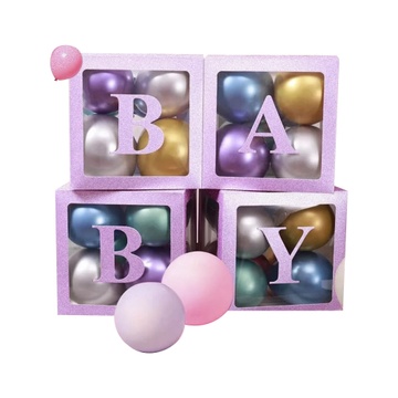Набор блестящих коробок для шаров розовых baby 4 шт 26791