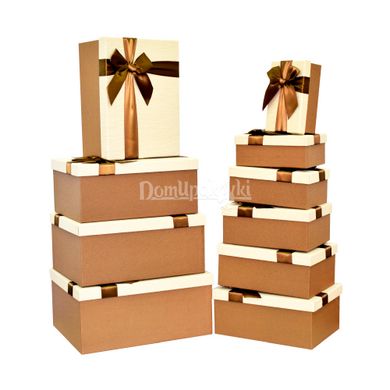 Набір подарункових коробок прямокутних з бантом 10шт 12106721