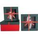Set of square Christmas gift boxes, with window teal and red, with bow, 3 pcs - 42035366