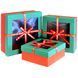 Set of square Christmas gift boxes, with window teal and red, with bow, 3 pcs - 42035366