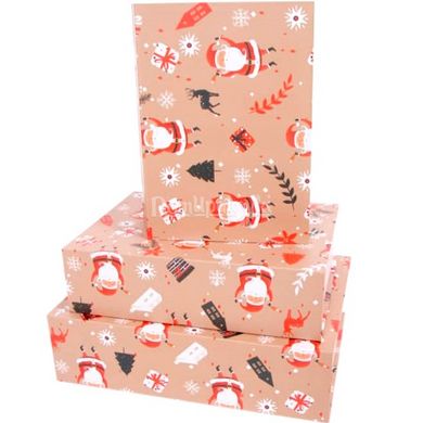 Набір подарункових новорічних коробок прямокутних 3шт 14032120