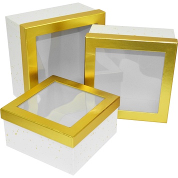 Подарочные картонные коробки с окном 11034545, компл.3 шт.