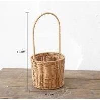 Imitation rattan woven basket, round, 15.4&times;37 cm - 27011895