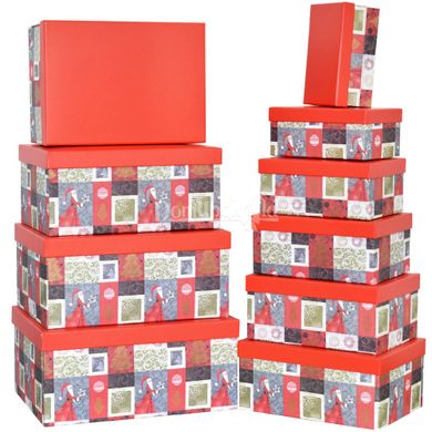Набір подарункових новорічних коробок прямокутних 10шт 15101758