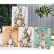 Easter paper gift bag with vintage bunnies and flowers, with gold foil, 4 designs, M 26&times;32&times;10 cm - 27012094