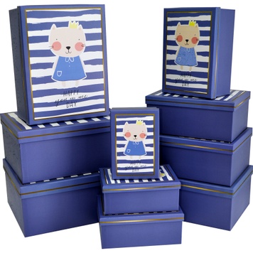 Подарочные прямоугольные коробки Синие 1473062, компл.10шт.