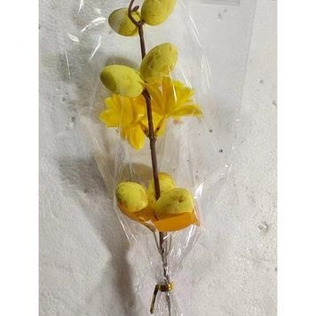 Easter branch with eggs, 2&times;3 cm, pack of 10, colour yellow - 27010544