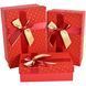 Red gift boxes with gold polka dots and two-tone red and gold ribbon bow, set of 3 pcs, 11030763