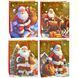 Gift bag M 26&times;10&times;32 cm, gold with Santa, cord handles, 1827M
