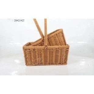 Imitation rattan woven basket, set of 2, rectangular, 31&times;24&times;32 cm - 27011865