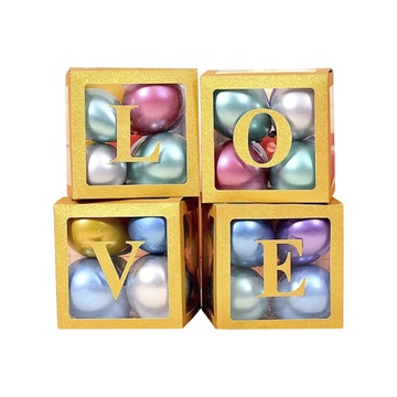 Набор блестящих коробок для воздушных шаров золотых 4 шт 26746