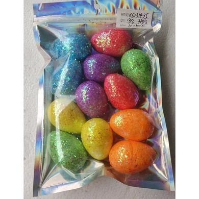 Decorative glitter Easter eggs, 3&times;5 cm, pack of 12 - 27010146