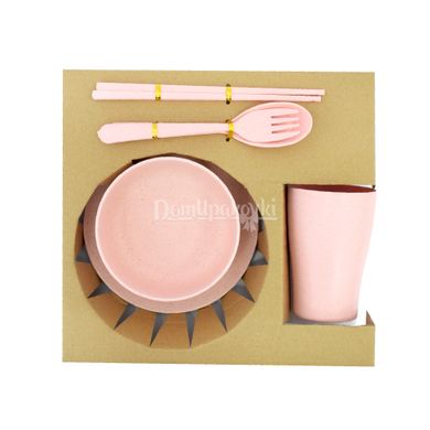 Набір столового посуду рожевий 16730