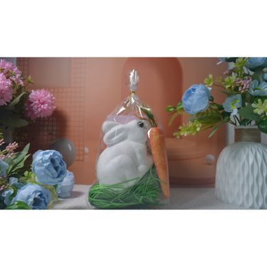 Easter bunny with a carrot, 11 cm, pack of 2, colour white - 27010147