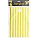 Party gift bag with die-cut handle 16.5 &times; 25.5 cm, yellow with white stripes, 169659