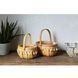 Imitation rattan woven basket, set of 2, oval, with tassels, 20&times;16&times;12.5 cm - 27011902