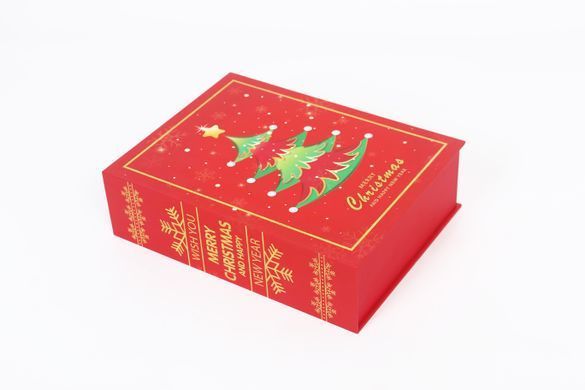 Christmas book-shaped gift boxes, red with Christmas tree, 3 pcs - 11038579