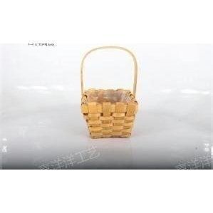Wood chip woven basket, square, 14&times;22 cm - 27012055