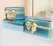 Light blue glitter gift boxes with gold ribbon bow, set of 3 pcs, 11034756