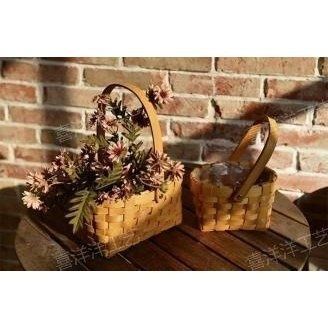 Wood chip woven basket, set of 2, 18&times;13&times;12 cm - 27011906