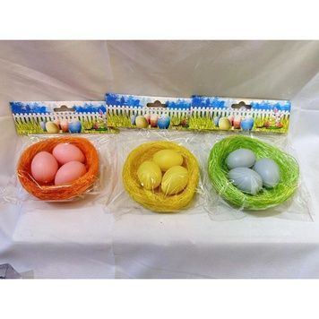 Easter nest with eggs, assorted colours, 10 cm - 27010866