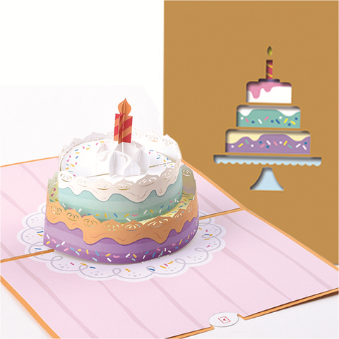 Открытка 3D С Днем Рождения! Торт, лилии 1БТ-042 Россия