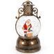 Snow globe lamp, bronze, with Santa and a reindeer, musical