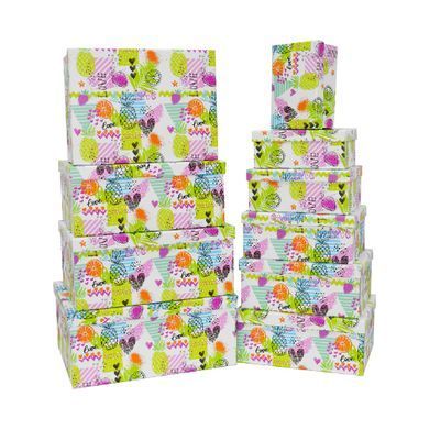 Gift boxes with tropical fruit pattern, set of 10 pcs, 11102065